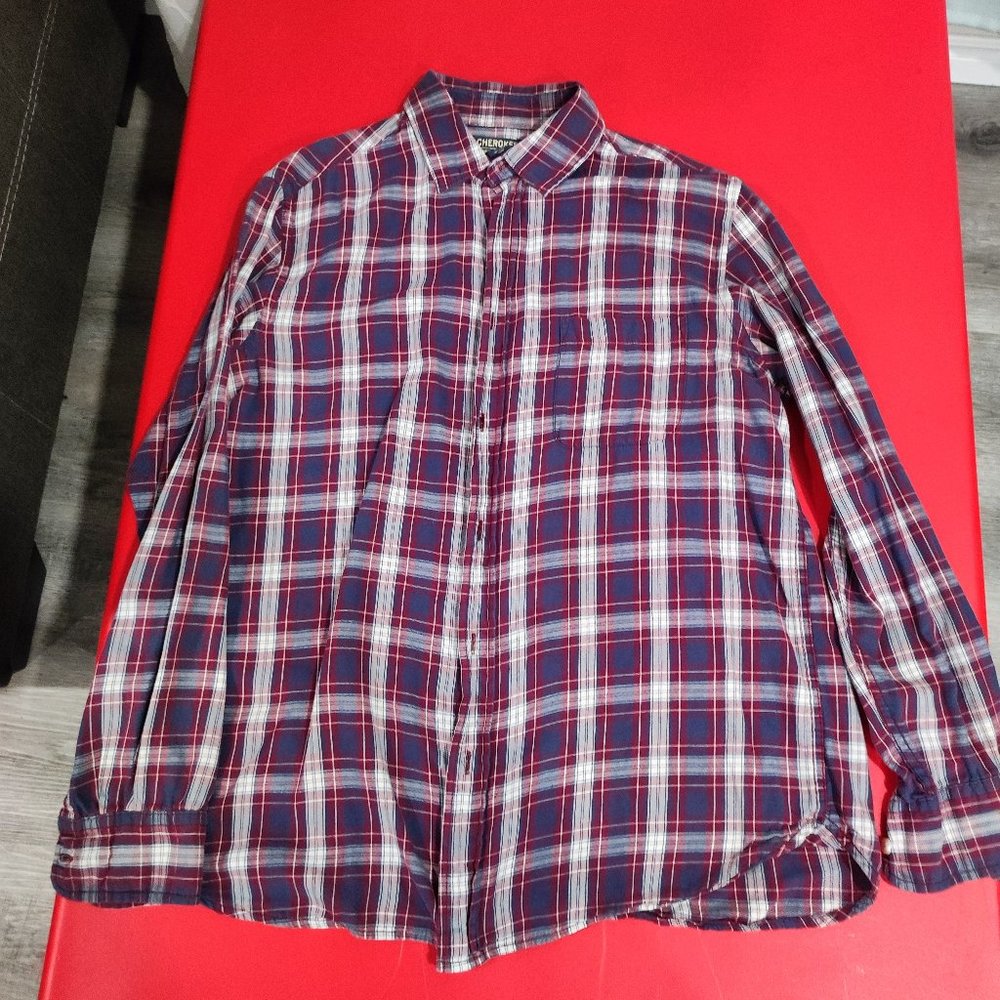 Cherokee plaid long sleeve shirt men's size M